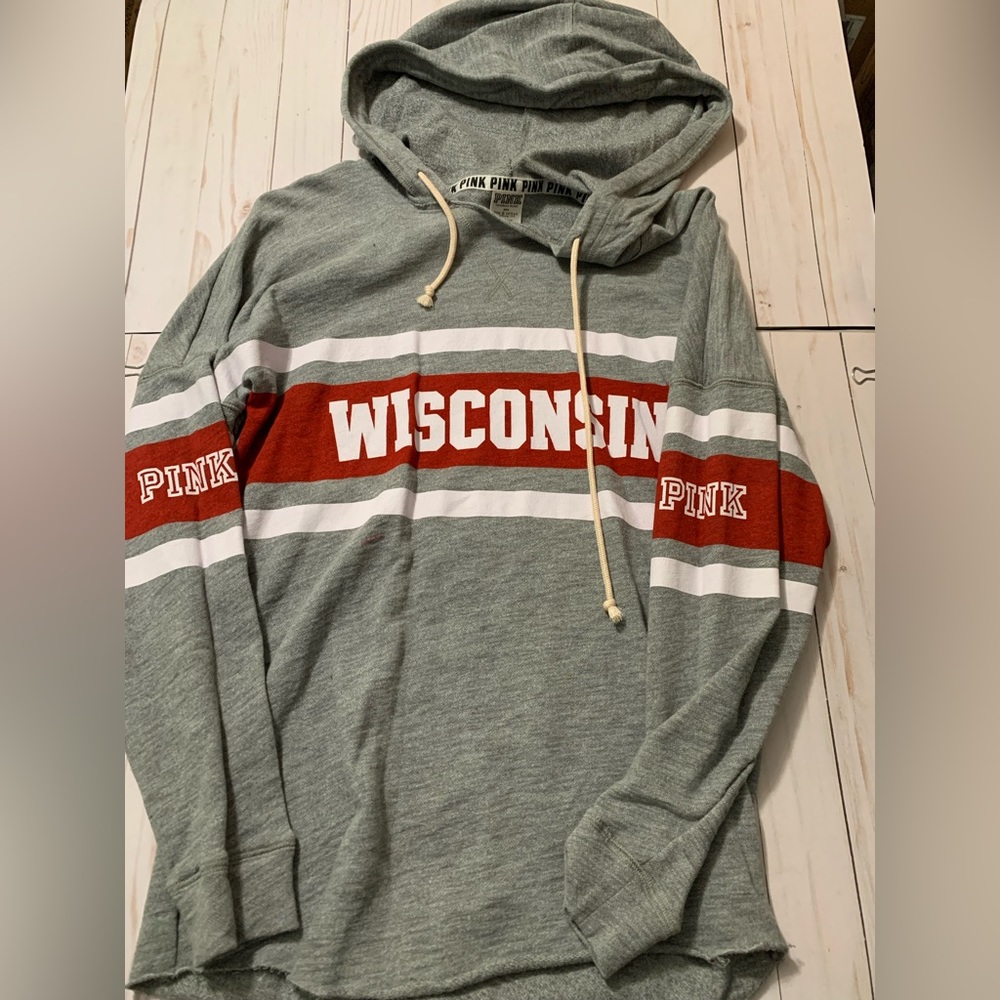Pink Collegiate Wisconsin Sweater